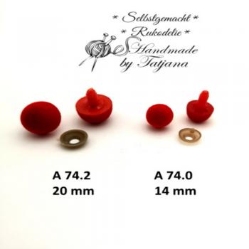 Pilz Nase Samt 14mm/20mm rot aus Kunststoff